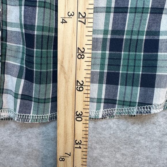 Wrangler Western Shirts Plaid Men's L Green White Black Button-Up Short Sleeve - Picture 6 of 9